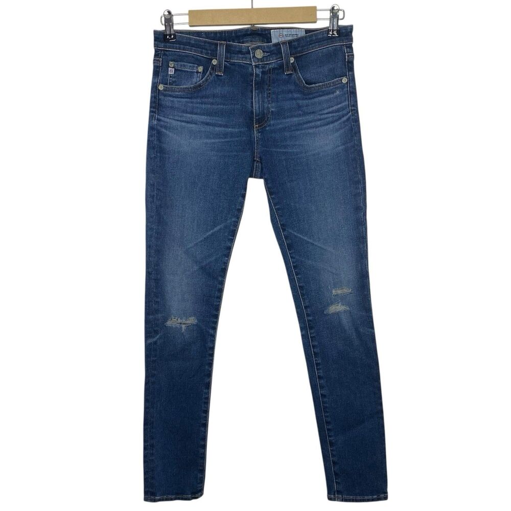 AG Jeans Womens 26 (28x28) Blue Legging Skinny Ankle AG-ED Denim Distressed NEW